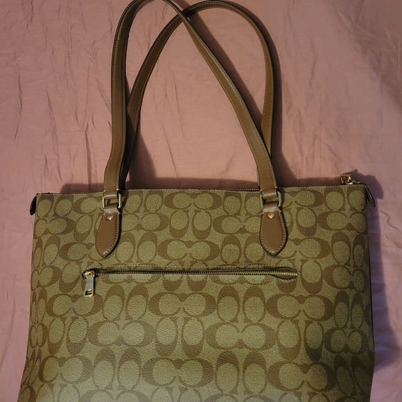 Coach Tan and Brown Signature Tote - Picture 2 of 3